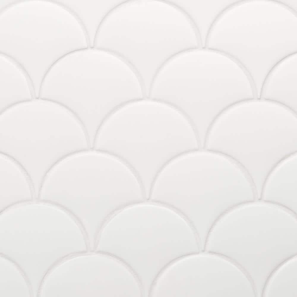 Pure White 2" x 5" Ceramic Fish Scale Wall Tile