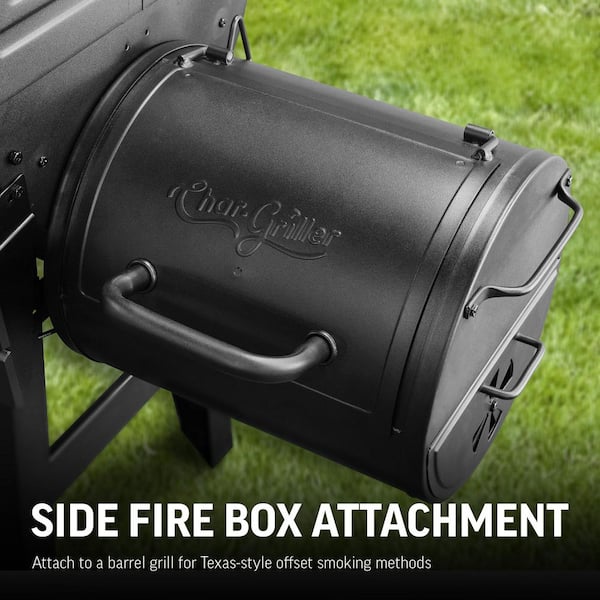 Portable Charcoal Grill or Side Fire Box with Adjustable Air Vents, Heavy Duty - Black