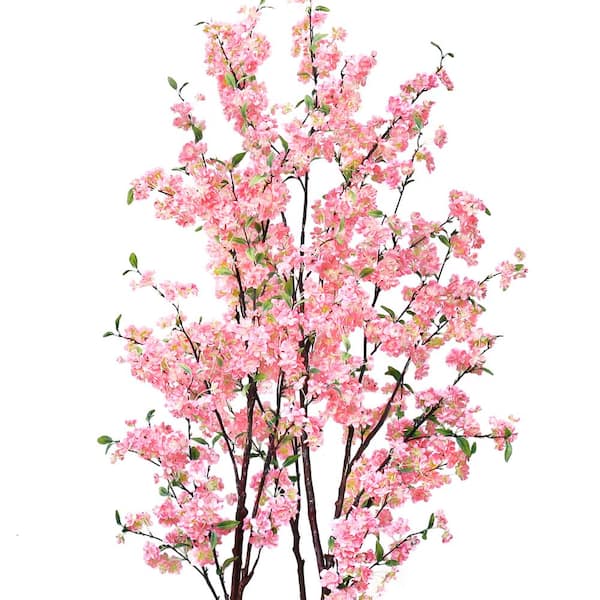 6.5 ft. Pink Artificial Cherry Blossom Flower Tree in Pot