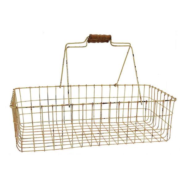 THREE HANDS 23.5 in. x 10 in. Metal Basket in White