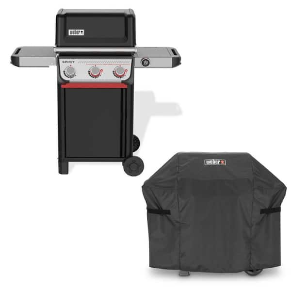 Spirit Smart EX-325 3-Burner Liquid Propane Gas Grill in Black with Wi-Fi Enabled Digital Thermometer with Grill Cover