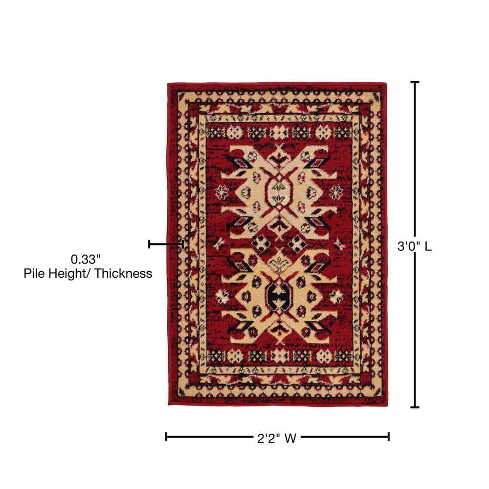 Handmade Red Synthetic Rectangular Stain-resistant Rug