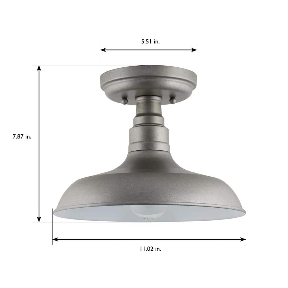 Galvanized Steel Farmhouse Semi-Flush Ceiling Light