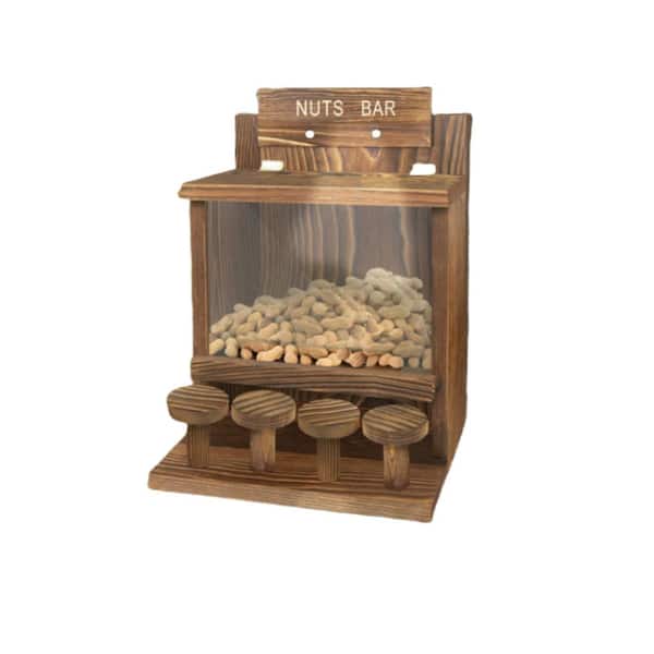 Phewnyzo Brown Wooden Squirrel Feeder, Carbonized Durable Nuts Bar Feeder for Squirrels, Chipmunks, Park, Yard, Garden