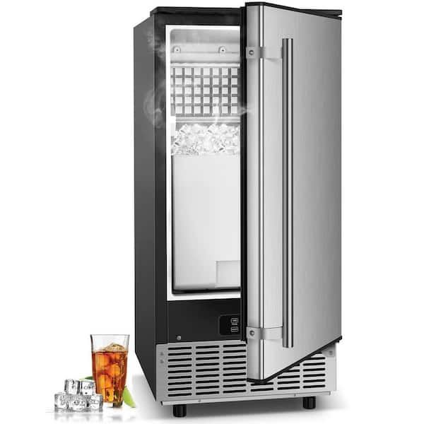 14.96 in. Commercial Ice Maker 120 lb. /24 H Freestanding 30 lb. Ice Storage Ice Maker Machine in Stainless Steel