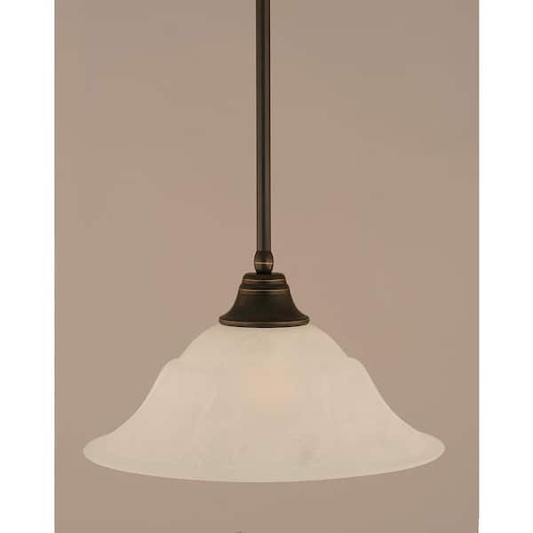 Unbranded Sparta 100-Watt 1-Light Dark Granite Bowl Mini Pendant Light with Glass Shade