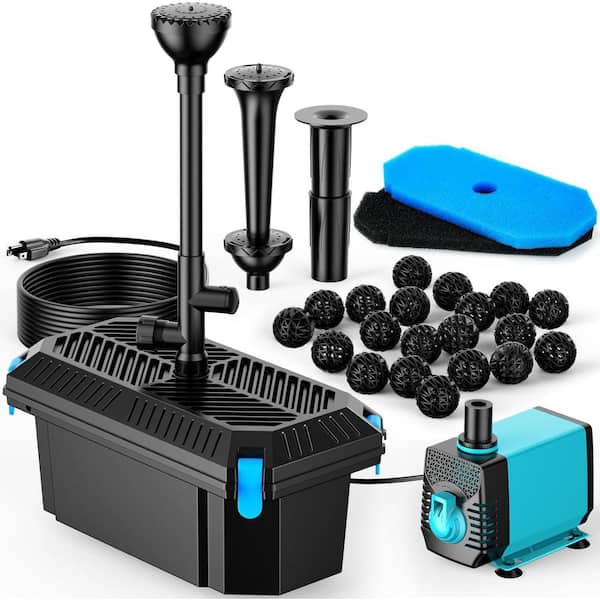 Pond Filter with 660 GPH Pump and Fountain Kit for Outdoor Ponds Clean Clear Water Features