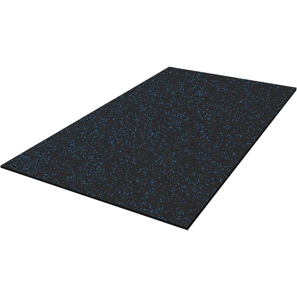 FLOORINGINC Blue Recycled Rubber 4 ft. W x 6 ft. L x 3/8 in. T Gym E xercise Recycled Rubber Mat (24 sq. ft.)