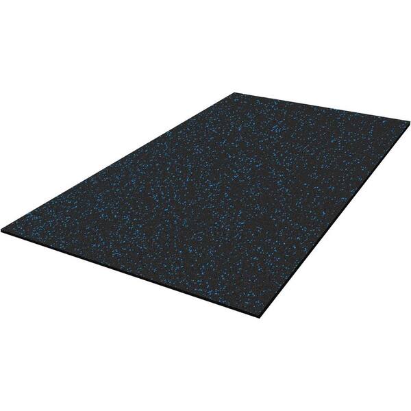 IncStores FlooringInc Blue Recycled Rubber 4 ft. W x 6 ft. L x 3/8 in. T Gym Exercise Recycled