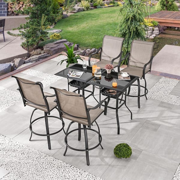 Patio Festival 6-Piece Metal Bar Height Outdoor Dining Set PF18265X2 ...