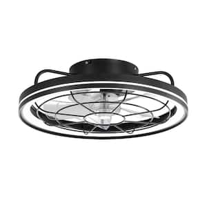 19 in. 1-Light Black Selectable LED Flush Mount with Remote Control and Blade Included