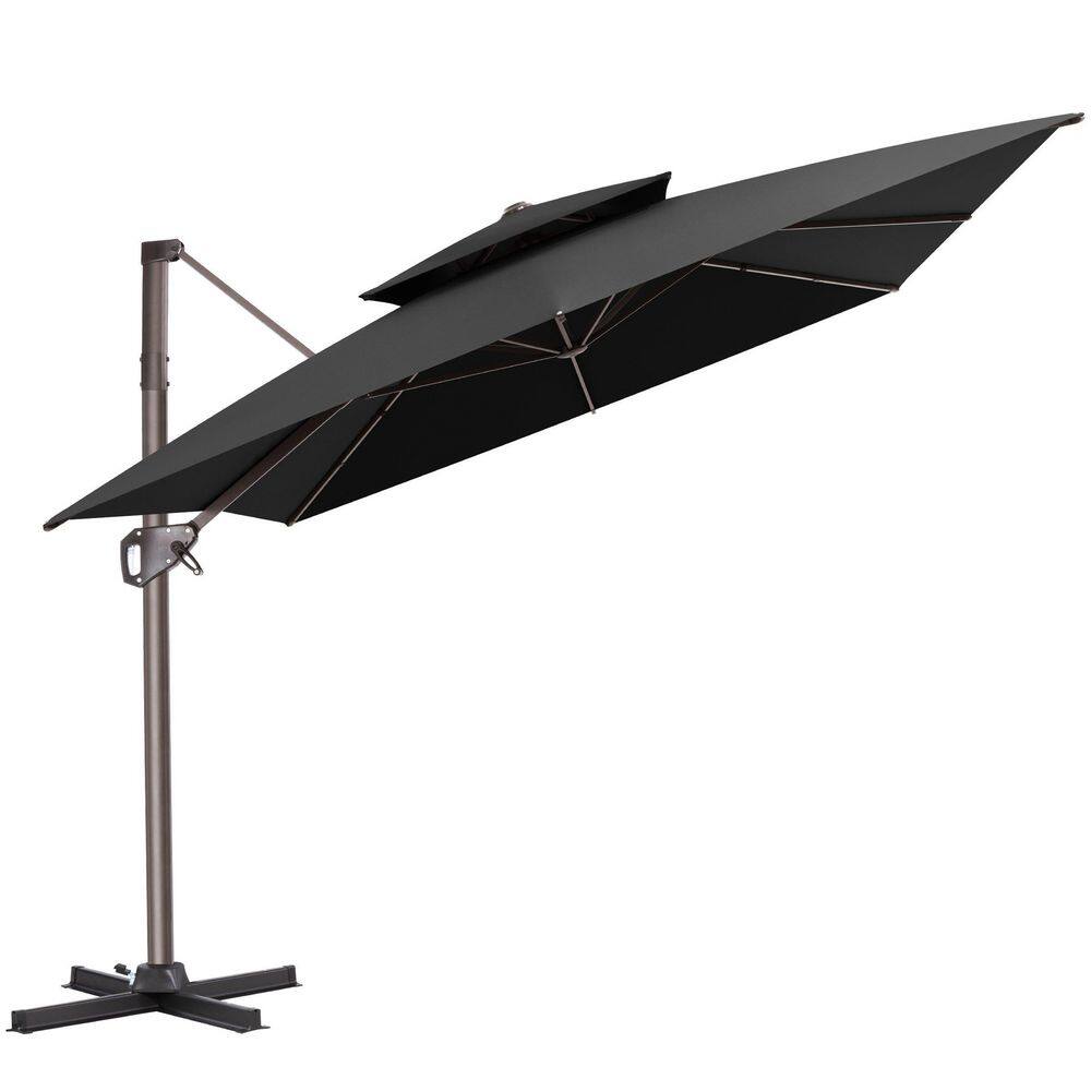 11 ft. x 9 ft. Swivel 360° Rotation Double-Top Cantilever Tilt Patio Umbrella in Black price history on PriceWatchPro