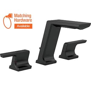 Pivotal 8 in. Widespread 2-Handle Bathroom Faucet with Metal Drain Assembly in Matte Black