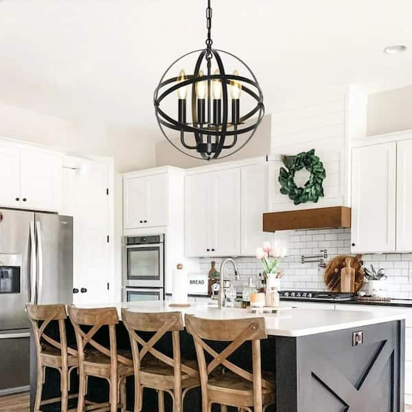 TOZING 4-Light Black Modern Industrial Pendant Farmhouse Mid