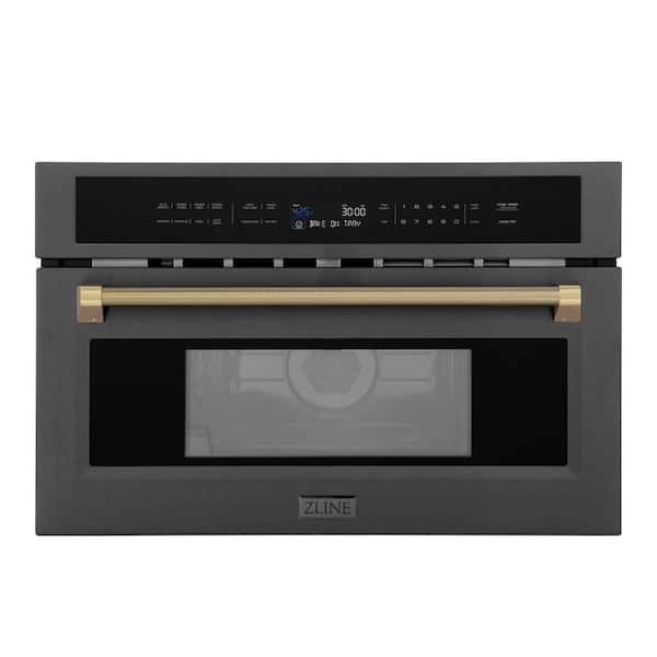 Autograph Edition 1.6 cu. ft. 30 in. Built-In Microwave Oven in Black Stainless Steel and Champagne Bronze Helix Handle