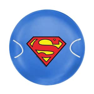 26 in. Blue Heavy-Duty Superman Plastic Saucer Sled with Rope Handles