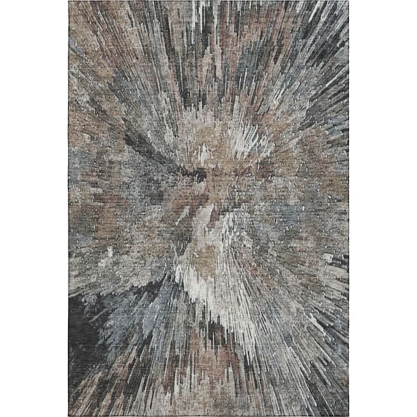 Mayfield Premium Machine Washable Abstract AMF2283 Brown 5 ft. x 7 ft. 6 in. Area Rug
