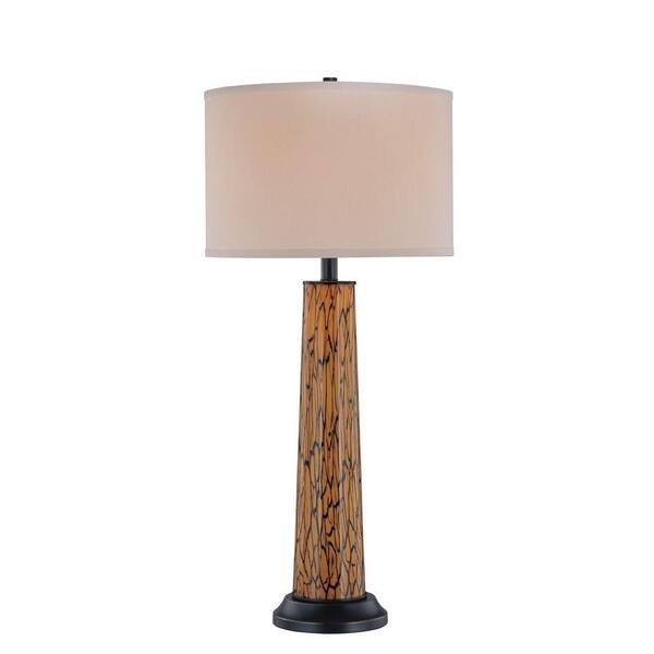 Illumine 33 in. Bronze Table Lamp with Amber Fabric Shade