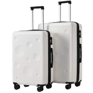 2-Piece White Expandable ABS Hardshell Spinner 24 in. and 28 in. Luggage Set with 3-Digit TSA Lock