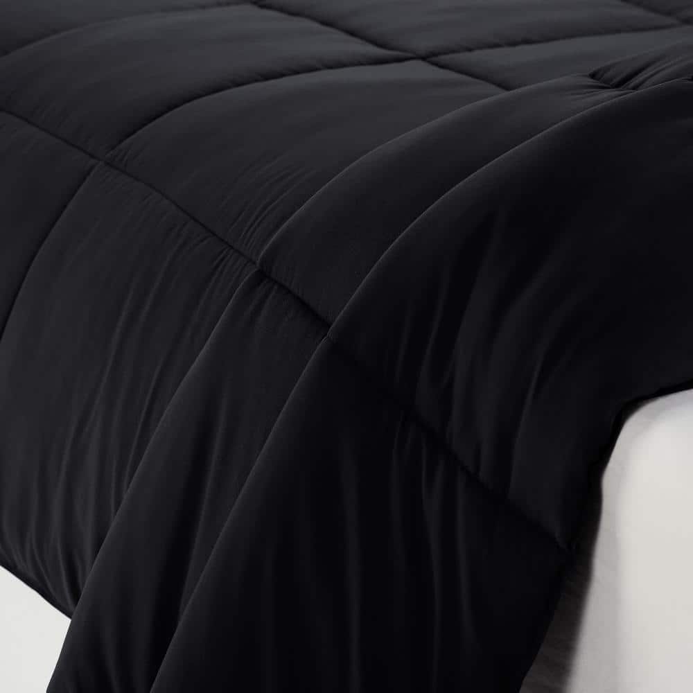 Black Full Microfiber Bedspread Set with Stain Protection