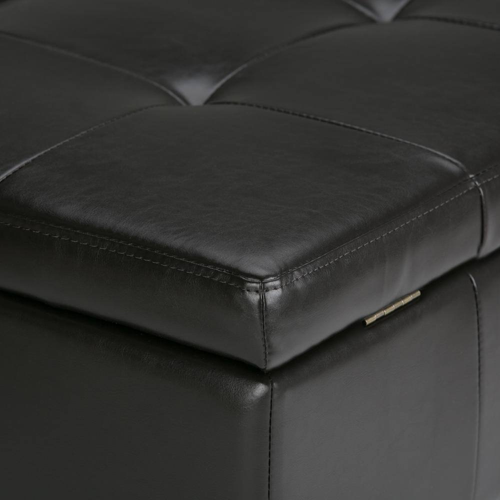 Tanner's Brown Faux Leather Tufted Storage Ottoman