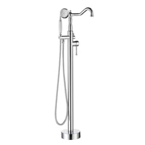 Classical Freestanding Bathtub Faucet with Hand Shower Hand in Chrome