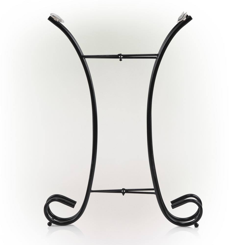 Black Foldable Iron Bird Bath Stand, 18 x 18 x 23 Inches