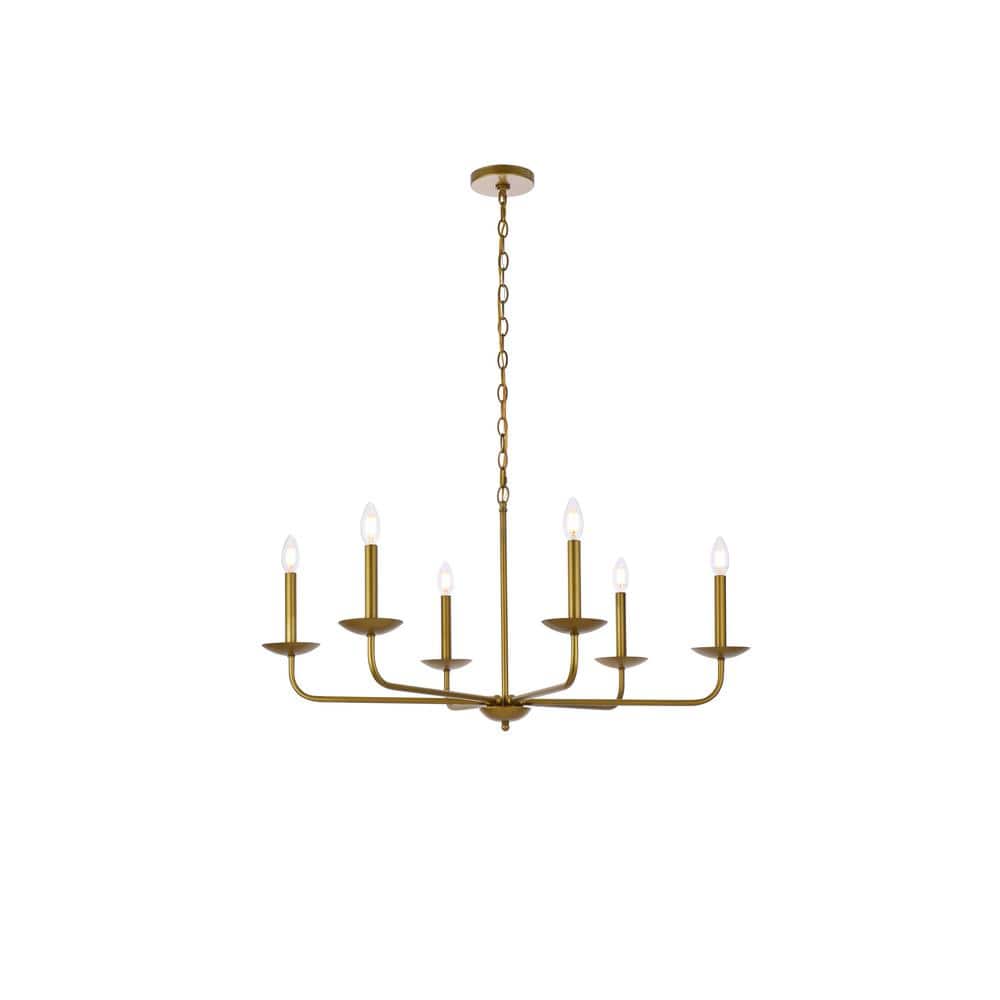 Home Living 60-Watt 6-Light Pendant Light with No Shade, No Bulbs Included