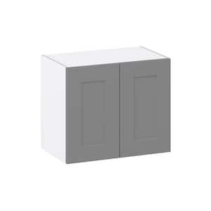 Bristol Painted 24 in. W x 20 in. H x 14 in. D Slate Gray Shaker Assembled Wall Kitchen Cabinet with Full High Doors