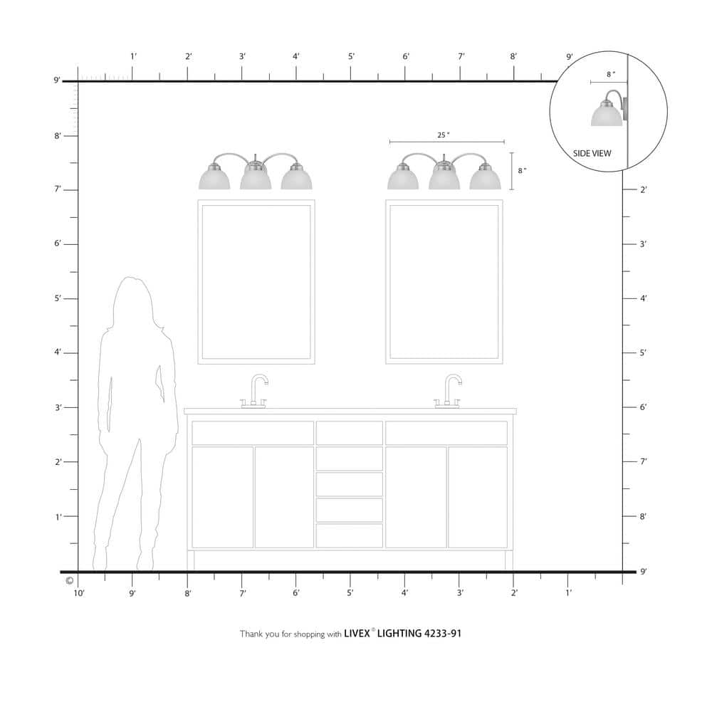 Somerset Brushed Nickel 3-Light Vanity with Satin Glass