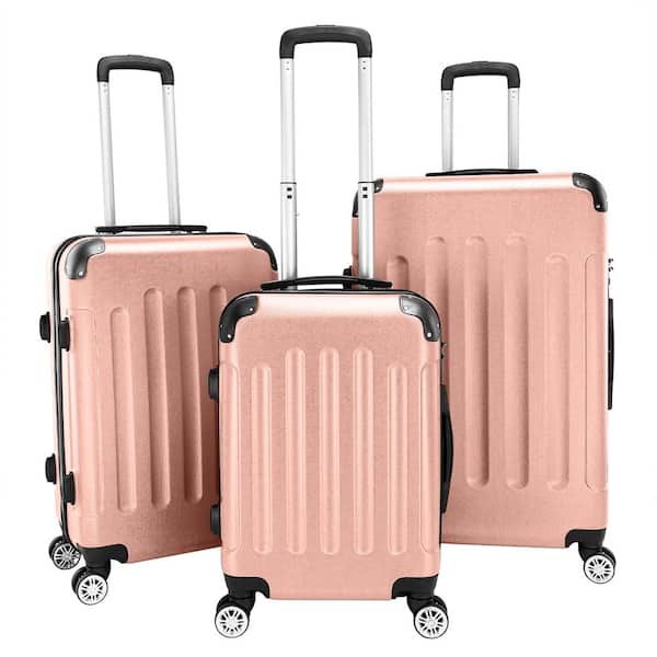 Winado Nested Hardside Luggage Set in Rose Gold, 3-Piece - TSA Compliant