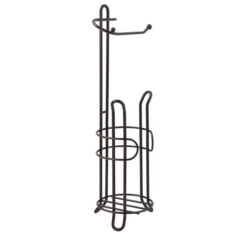 Oil Rubbed Bronze Freestanding Toilet Paper Holder with Storage
