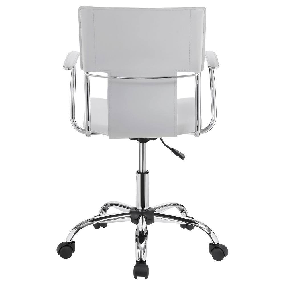 White Leather Swivel Task Chair with Chrome Base