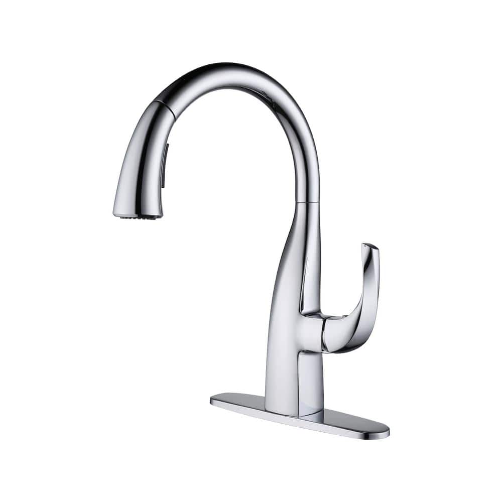 Single Handle Pull Down Sprayer Kitchen Faucet with Vintage Gooseneck and Deckplate Included in Polished Chrome price history on PriceWatchPro