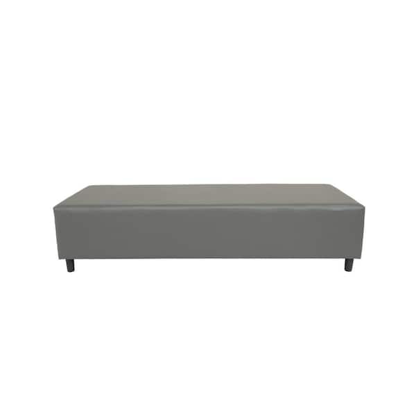 HomeRoots Amelia Gray 72 in. Genuine Leather Bedroom Bench Backless Upholstered