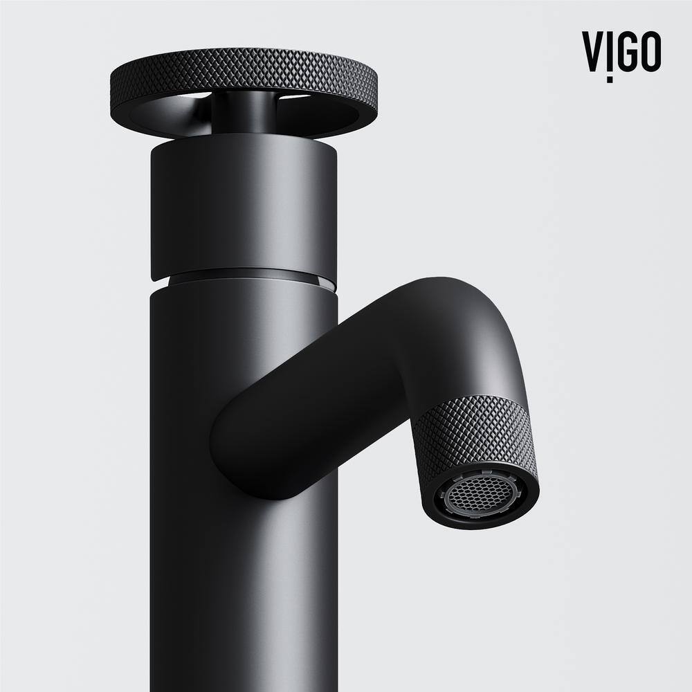 Matte Black Concrete Round Vessel Sink with Faucet