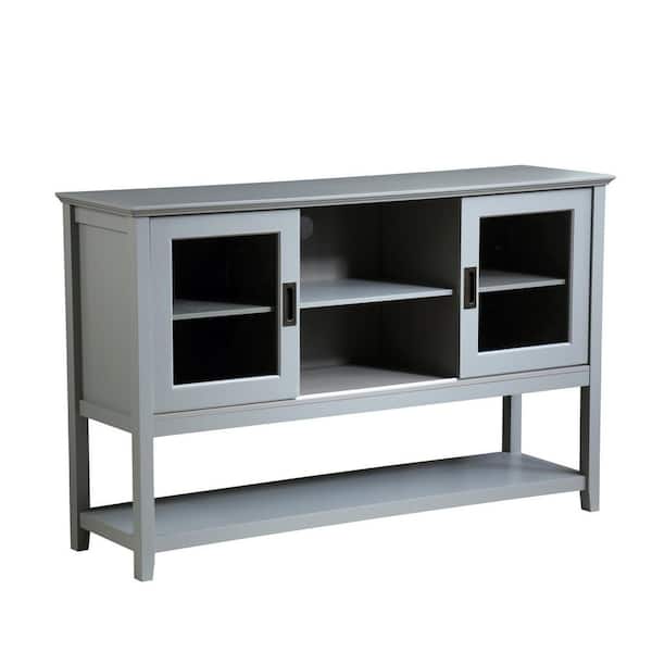 ANGELES HOME 55 in. Gray TV Stand Console Table with Sliding Doors and Cable Management Holes Fits TV's Up to 55 in.