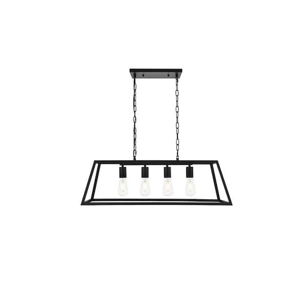 Unbranded Timeless Home Raphael 11 in. W x 10.8 in. H 4-Light Black Pendant