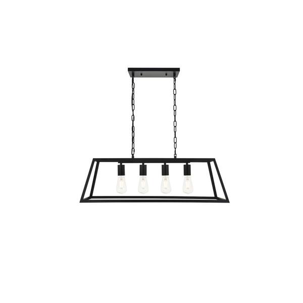 Timeless Home Raphael 11 in. W x 10.8 in. H 4-Light Black Pendant ...