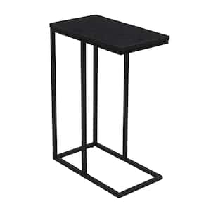 10 in. Black Rectangular Iron C-Shaped Side Table