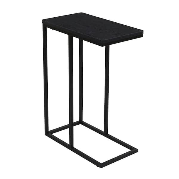HOUSEHOLD ESSENTIALS 10 in. Black Rectangular Iron C-Shaped Side Table