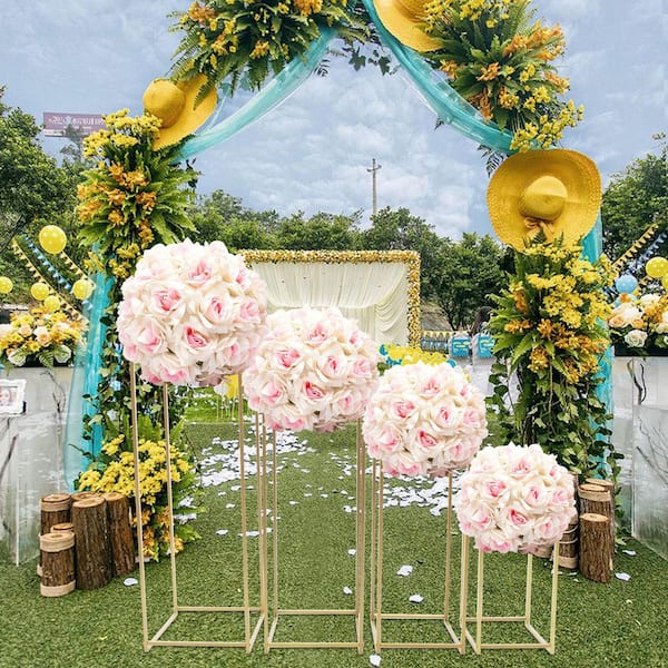 Metal Flower Stand Iron Wedding Party Centerpiece Gold Flower Holder Rack  Pillar