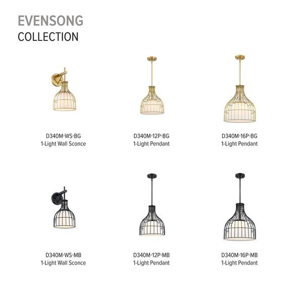 Designers Fountain Evensong 60-Watt 1-Light Matte Black Bell