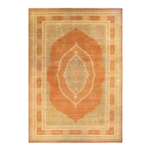 Mogul Brown 12 x 18 Oriental Wool Indoor Area Rug