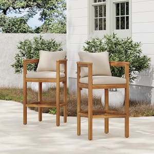 Set di 2 sedie da giardino in legno di acacia rustico con braccioli legno chiaro Azzanello