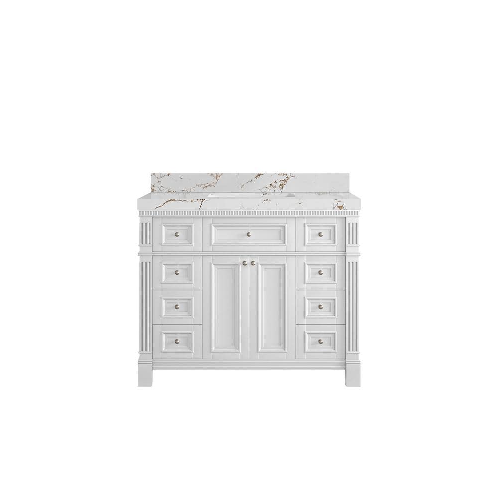 Paris 42 in. W x 22 in. D x 36 in. H Single Sink Bath Vanity in White with 2 in. Viola Brown qt. Top price history on PriceWatchPro