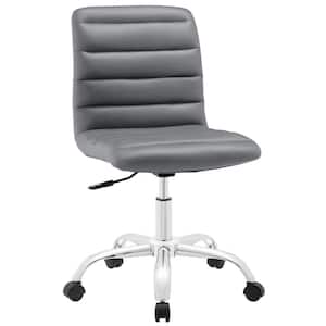 23.5 in. Width Standard Gray Faux Leather Task Chair with Swivel Seat