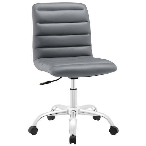 MODWAY 23.5 in. Width Standard Gray Faux Leather Task Chair with Swivel Seat