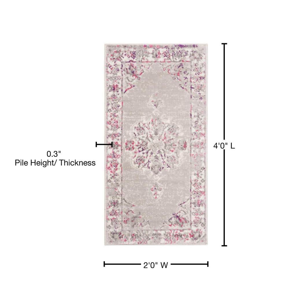Lilac Dreams Floral Synthetic 2' x 4' Easy-Care Area Rug