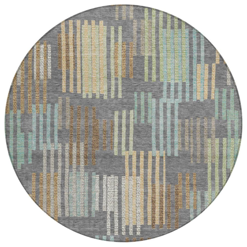 Chantille Machine Washable Indoor/Outdoor Abstract ACN2598 Gray 8 ft. x 8 ft. Round Rug price history on PriceWatchPro